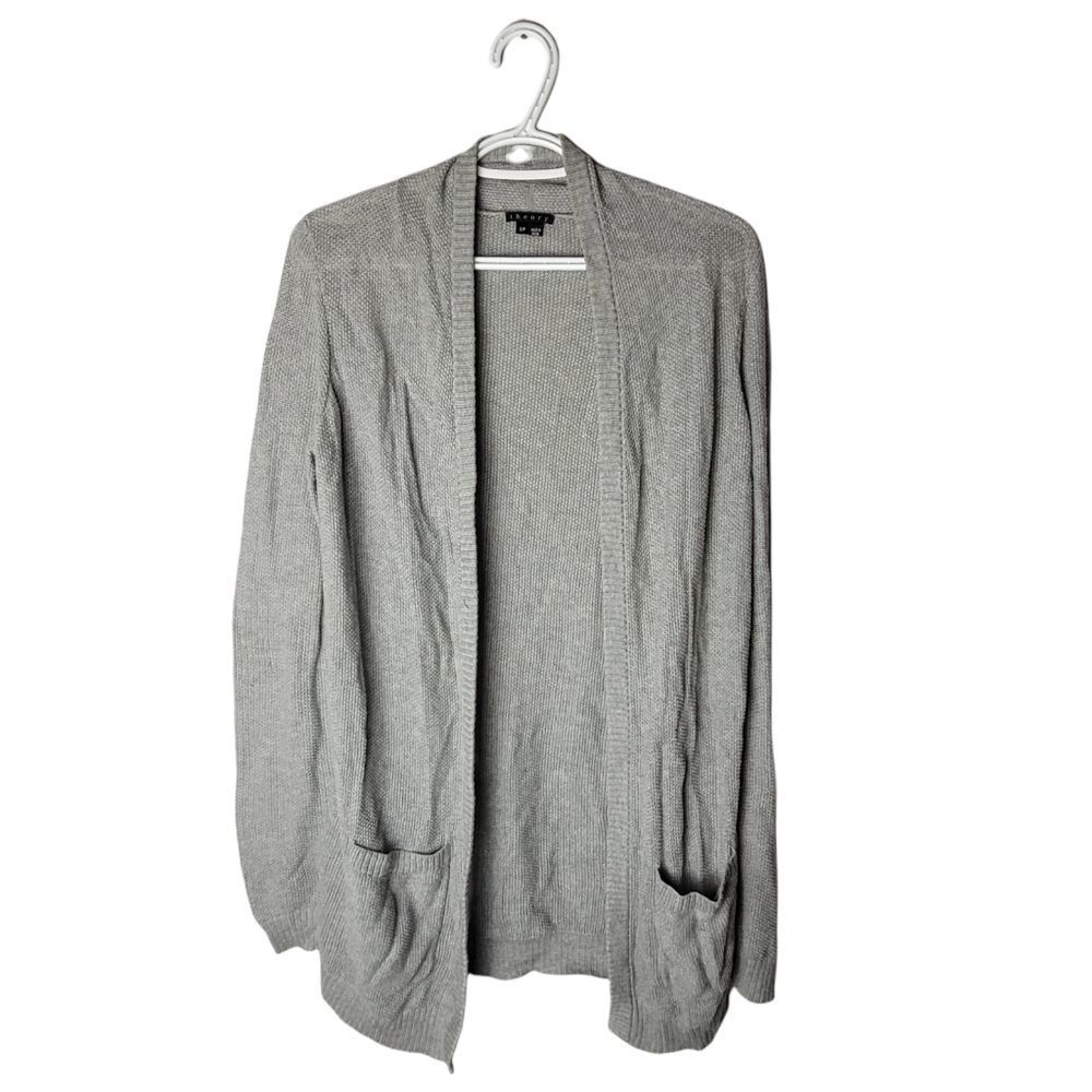 EUC- Theory Grey Cashmere blend cardigan with pockets -small